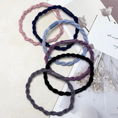 Hair Ties Elastics,Boho Hair Tie Bracelets,Hair Accessories | Cute Braided Hair Rubber Bands, 24 PCS No Pull Hair Elastics for Women, Ponytail Holders for Thick & Thin Hair