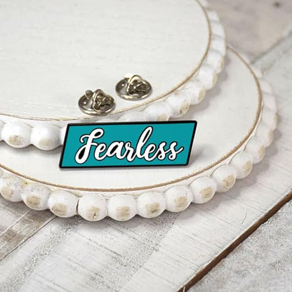 Inspirational Enamel Pin by LifeBeats | Cute Pin for Clothes, Jackets, Hats, Bags, and Lanyards | Hat Pin Comes with a Greeting Card | Lapel Pin with Sturdy Backing - style: Fearless