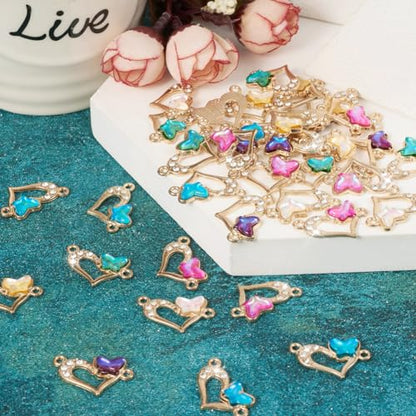 Elecrelive Crystal Heart Charms Rhinestone Heart Pendants Valentine Charms for Necklace Bracelet Earring Wedding Jewelry - color: 6 Colors Butterfly