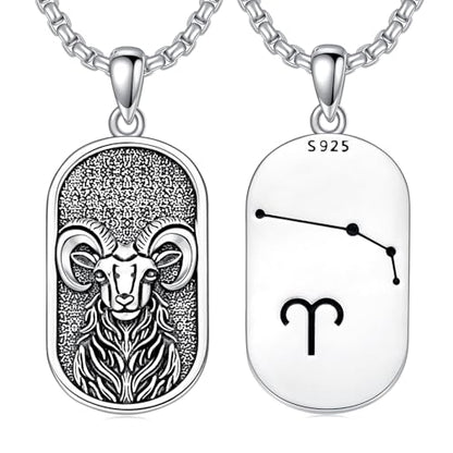 SIMONLY Zodiac Necklace 925 Sterling Silver Constellation Necklace Zodiac Sign Necklaces Horoscope Jewelry Christmas Birthday Astrology Gifts for Women Men Unisex - style: Aries