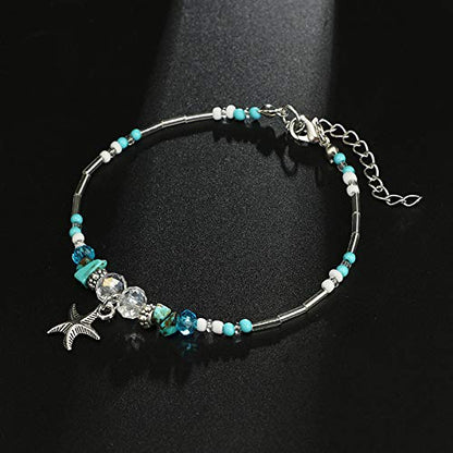 Softones Blue Starfish Turtle Anklet Multilayer Charm Beads Sea Handmade Boho Anklet Foot Jewelry for Women - style: I:Star 1