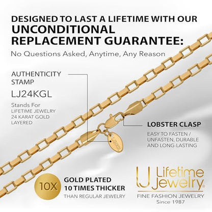 LIFETIME JEWELRY Paperclip Chain Necklace for Men and Women 24k Real Gold Plated Necklace - size: 30 inches, style: 3.6mm
