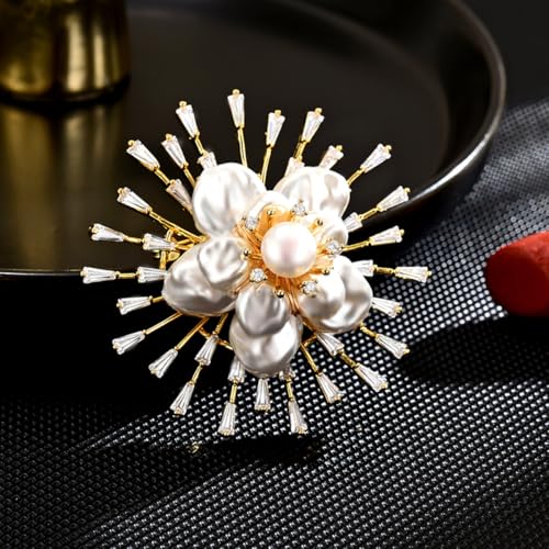 Brooches and Pins for Women Elegant Flower Pearl Brooches Costume Broches Jewelry Lady Christmas Pin for Women - style: GD-0116