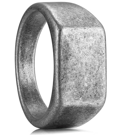King Ring 10mm Seal Rings – Sand Surface Stainless Steel Bands for Men – Designed in USA - color: Ancient Black