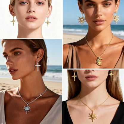 stino Jewelry Celestial Charms Set, Moon Star Sun Pendants | 48/56 Pcs, Silver & Gold Plated, DIY Jewelry Making Accessories - style: Baroque