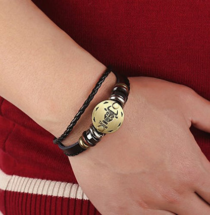 Punk Alloy Leather Bracelet for Constellation Braided Rope Bracelet Bangle - style: Taurus