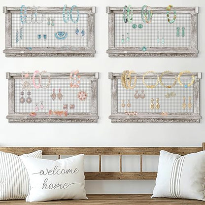 Jerry & Maggie Wall Mounted Jewelry Organizer, Wooden Necklace Holder Hanger with Hooks, Wall Jewelry Organizer Wall Mount for Necklace Display (4 Pack) - color: 4 Pack