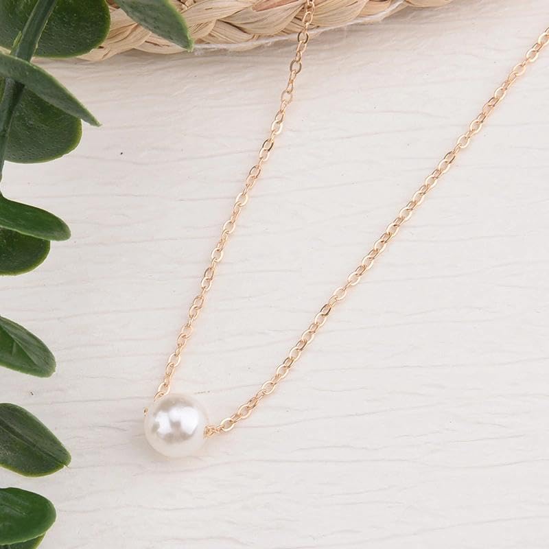 Pearl Earring and Necklace for Wedding Earring Necklace Pearl Accessory | 12 Pairs Pearl Stud Earring, Gold Pearl Choker Necklace, Birthday Christmas Gift for Bride, Engagement Pearl Earring Necklace - color: single pearl