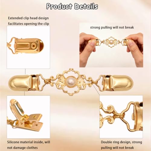 2 PCS Waist Cincher Clips Dress Clips Back Cinch for Shawl Cardigan Sweater Clothes Shirt Tightener Clip(Silvery Golden) - color: Color R