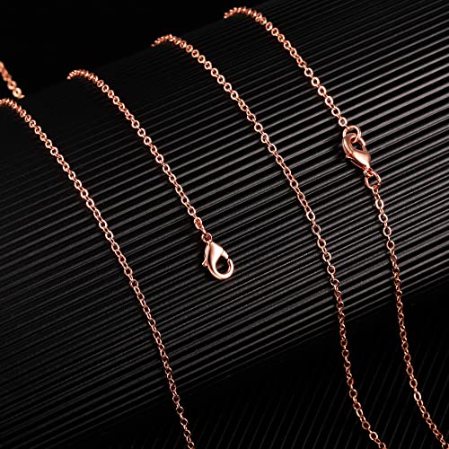ALEXCRAFT Wholesale 12PCS Rose Gold Plated Solid Brass Chain (20"(2.0MM)) | Hypoallergenic Flat Cable Chains Link Bulk for Jewelry Making - color: Rose Gold, size: 20 inch-0.079 inch