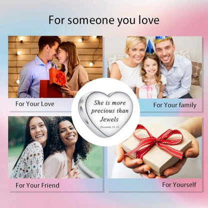 Bible Family Mom Wife Love Heart Dangle Charm 925 Sterling Silver Charms fits Bracelets and Necklace Pendant Bead Charms Jewelry Present for Women Family Friends - style: Bible - She is more precious than Jewels
