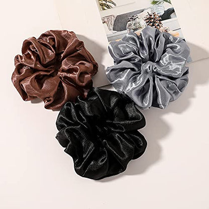 Scrunchies Hair Ties Silk Satin Scrunchy - Hair Elastics Bands Ponytail Holder Pack of Neutral Scrubchy Hair Accessories Women Girls - color: Satin Mixed color