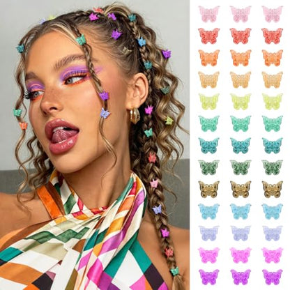Mini Butterfly Hair Clips, Glitter Y2K 90s 50pcs Tiny Cute Pastel Hair Accessories, Sparkly Small Claw Barrette jewelry for Women Girls (Glitter) - color: Glitter