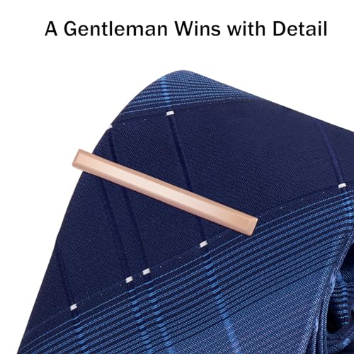 Tie Clip for Men, TAIGRAMA Tie Bar and Tie Pin Clip for Skinny Ties Gold Rose Gold Silver Black, Unique Mens Tie Clip Tie Clasp Suitable for Wedding Anniversary Business Professional and Best Gift - style: Style1-Rose Golden