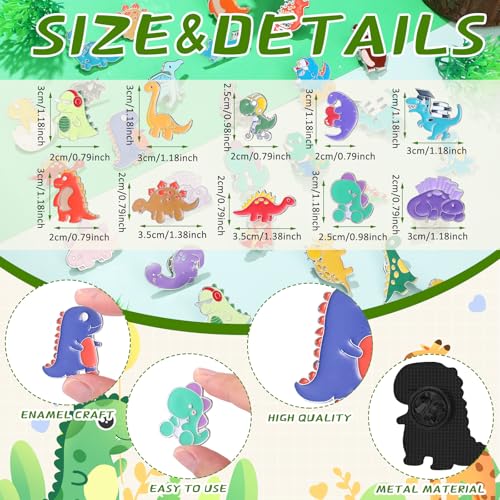 Giegxin 40 Pcs Dinosaur Enamel Pins Bulk Cute Cartoon Backpacks Pins Animals BroochTfor Backpacks Clothes Classroom Student Gifts - style: Dinosaur