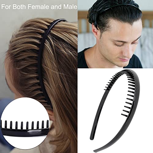 ULTIMUTE 8 PCS Fashion Effortless Plastic Headbands with Teeth Comb Black Skinny Headbands No Slip Hair Accessories Bands for Women Men Teen Girls, Leopard&Bright Black - color: Leopard&Bright Black