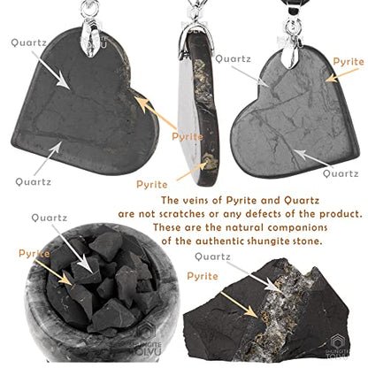 Shungite Pendants - Various Geometric Shapes - Authentic Stone - Certified - style: Heart