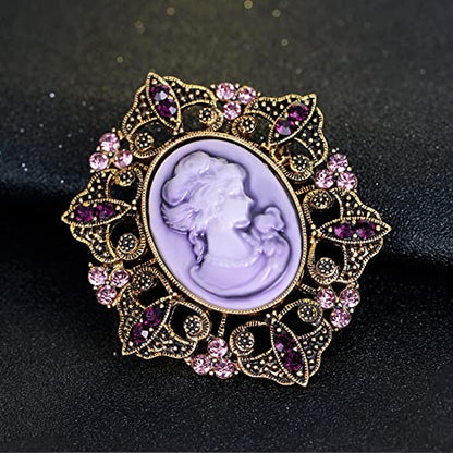 JJTZX Victorian Black Velvet Lace Choker Gothic Lady Cameo Necklace Gift for Her - style: Brooch 14-Gold