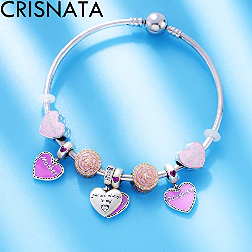 925 Sterling Silver Mothers Day Series Charms - Artist, Autism, Mother Daughter & Baby Foot Charms, Mom Crown & Nana Beads - Fits European Bracelet or Necklace - Gifts for Family, Lovers & Friends - color: Mother Daughter Double Heart Split Charms