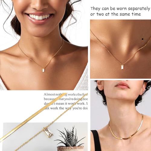 Zeffy Diamond Necklaces for Women, Dainty Gold Necklace 18k Gold Plated Layered Necklaces Simple Gold CZ Diamond Pendant Necklaces for Women Trendy Jewelry Gifts for Girls - color: Gold Diamond Snake Layered Necklace