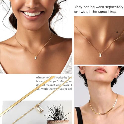 Zeffy Diamond Necklaces for Women, Dainty Gold Necklace 18k Gold Plated Layered Necklaces Simple Gold CZ Diamond Pendant Necklaces for Women Trendy Jewelry Gifts for Girls - color: Gold Diamond Snake Layered Necklace