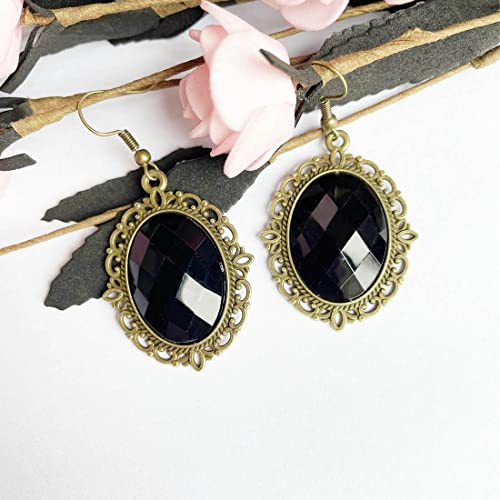 Black Sexy Lace Choker Necklaces Gothic Tassel Collar Choker Halloween Party Accessories for Women - color: Black earrings