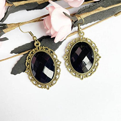 Black Sexy Lace Choker Necklaces Gothic Tassel Collar Choker Halloween Party Accessories for Women - color: Black earrings