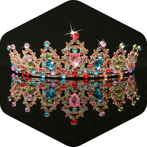 Kamirola - Queen Crown and Tiaras Princess Crown for Women Crystal Headbands for Bridal, Princess for Wedding and Party - color: GD MULIT