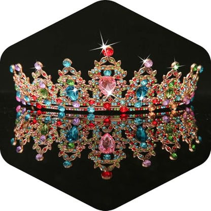 Kamirola - Queen Crown and Tiaras Princess Crown for Women Crystal Headbands for Bridal, Princess for Wedding and Party - color: GD MULIT