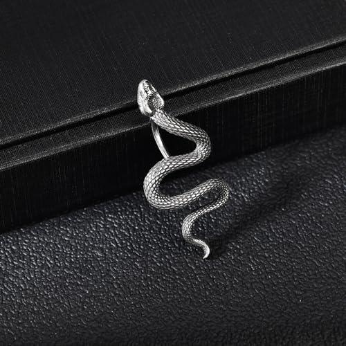 14G Surgical Stainless Steel Dangle Belly Button Rings for Women Belly Ring Dangling Piercing Jewelry CZ Snake lizard Skull Spider bat Halloween Party Punk Rock - style: Snake shaped