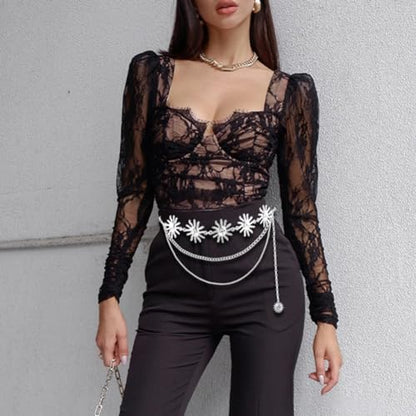 Waist Chain Belt Multilayer Gold Silver Sun Moon Chain Belt for Women Dress Body Belly Chain Metal Waist Chain - color: Silver-47inch