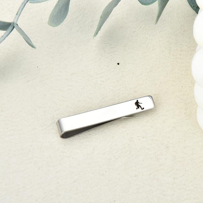 Mens Airplane Tie Clip for Boyfriend Husband Son Flight Attendant Accessories for Men - style: Silver Football