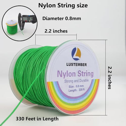 LUSTEMBER 0.8mm Nylon String, Strong Bracelet String, Durable Nylon Cord for Jewelry Making, Bracelets, Beading, Necklaces, Rattail Braiding, Kumihimo, Wind Chimes, Blinds and Handicrafts - size: Emerald Green