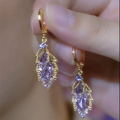 Crystal Teardrop Earrings Long Dangle Trendy Earrings for Women Gold Jewelry Gift