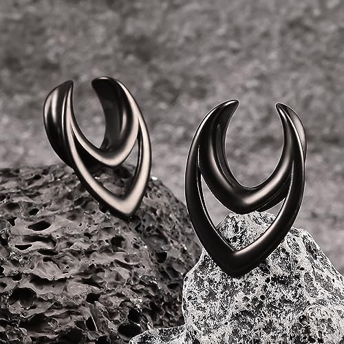 DOEARKO 2PCS Fashion Round Spiral Saddle 316 Stainless Steel Ear Tunnels Plugs Stretcher Gauges For Ear lobe Expander Piercing Body Jewelry - color: #1 Black, size: 8mm(0G)