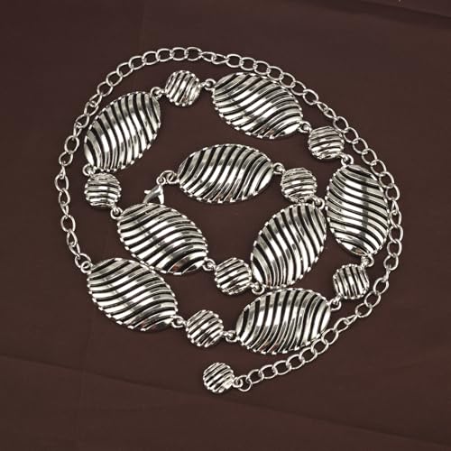 ILuvatar Western Metal Concho Belt for Women Cowgirl Waist Chain for Women Dress Pants Adjustable - color: Silver-s88