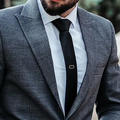 HAWSON Black Stone Tie Tack for Men Tie Pin with Chain for Wedding Birthday Anniversary Party - color: rose gold tone 4