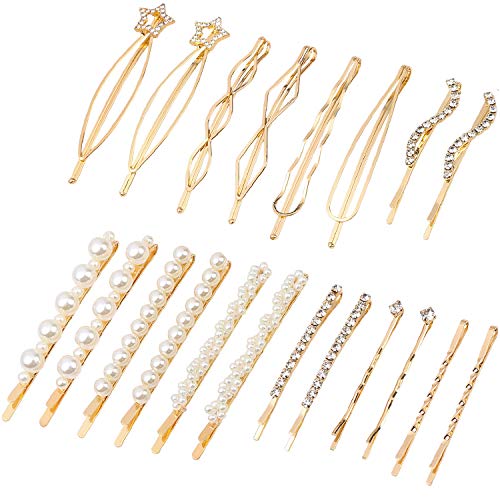20Pcs Elegant Hair Barrettes Golden Metal Hair Clip Pearl Hair Pins | Alloy gold-plated imitation pearl hair accessories, gentle on hair. Hair barrettes Ideal for weddings, dances, and daily