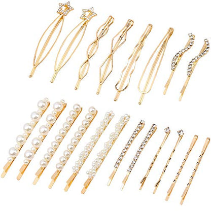 20Pcs Elegant Hair Barrettes Golden Metal Hair Clip Pearl Hair Pins | Alloy gold-plated imitation pearl hair accessories, gentle on hair. Hair barrettes Ideal for weddings, dances, and daily