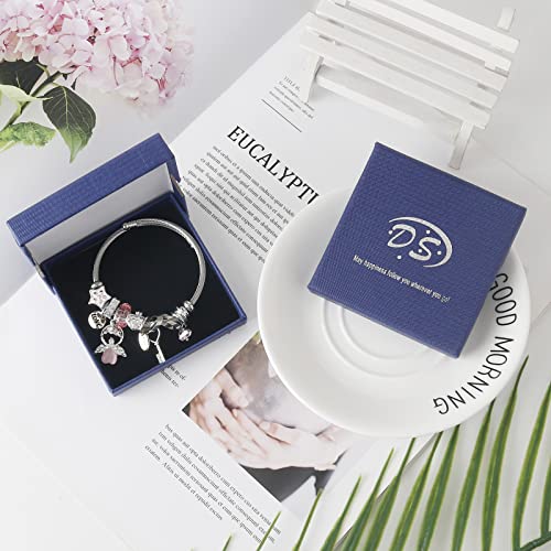 DS Charm Bracelets for girls,exquisite cute cartoon friendship bracelets Silver Stainless Steel Bangle with birthday Gift box, Adjustable girls jewelry Suitable for holiday gifts - style: Silver-pink Angel