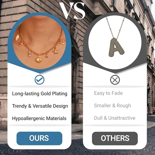 2 PCs Gold Plated Necklace Set for Women - Non Tarnish Jewelry Gift with Fashion Design - style: Charm 1