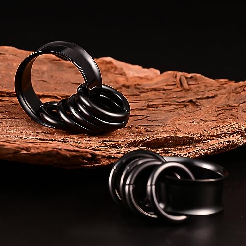 DOEARKO 2PCS Ear Gauges Cool Bat Saddle Ear Plugs Tunnels 316 Stainless Steel Hypoallergenic Earrings Gauges for Ears Expander Body Piercing Jewelry - color: #301 Black, size: 7/8"