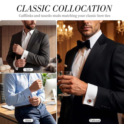 Tuxedo Cuff Links,Cufflinks for Men | Stainless Steel, Lead-Free and Nickel-Free, Gift Box Packed, Boyfriend Husband Father, Wedding Party Anniversary Birthday - color: Red
