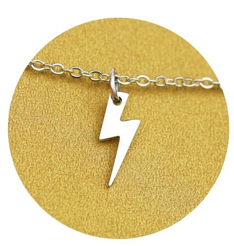 Silver Necklaces for Women Teens, Best Friend Necklace Sister Daughter Gift | Horseshoe Butterfly Swan Wave Evil Eye Necklace Graduation Chritmas Birthday Gifts for Women, Stainless Steel - style: Lightning