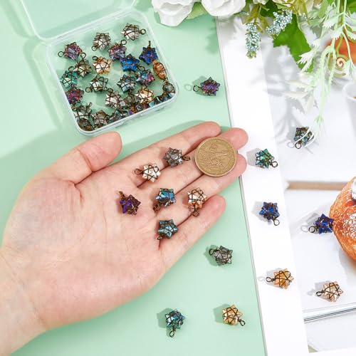 SUPERFINDINGS 40Pcs Wire Wrapped Star Pendants AB Color Electroplate Glass Charms Mixed Color Crystal Dangle Charms for Earring Bracelet Necklace Jewelry Making - color: Brozen
