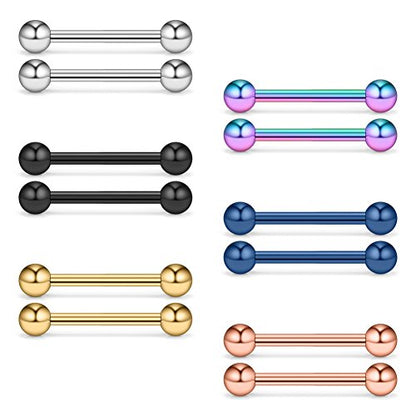 12-24PCS 16G Eyebrow Ear Helix Tragus Cartilage Earring Lip Rings Barbell Body Piercing Jewelry 6mm 8mm 10mm 12mm - style: 10mm