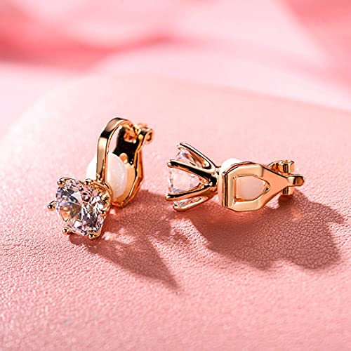 Clip on Earrings Women, 14K Gold Hoop Clip-On Earrings for Women, Hypoallergenic Non Pierced Croissant Earrings - color: Rose Gold