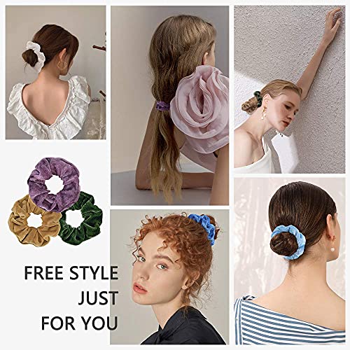 75 Pcs Velvet Hair Scrunchies Hair Bands for Women or Girls | Elastic Soft Ponytail Holder Hair Ties for Birthday, Party, Thanksgiving, Christmas - size: 1 Count (Pack of 75)
