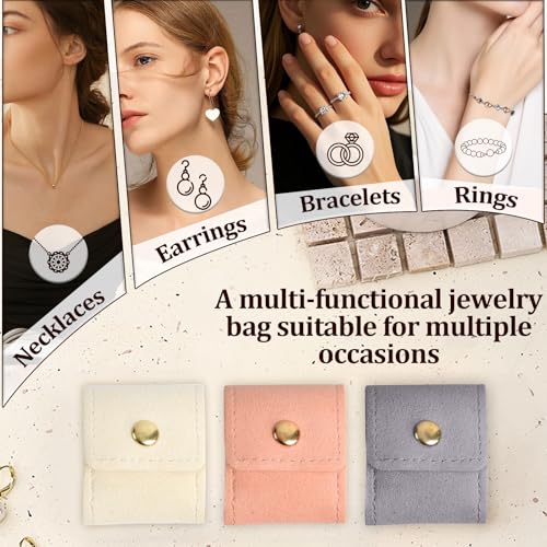 3PCS Mini Travel Jewelry Bag, Mini Travel Jewelry Roll Bag with Buckle, Small Jewelry Travel Case, Portable Foldable Travel Jewelry Organizer Case, Small Jewelry Box for Earrings, Rings, Necklaces