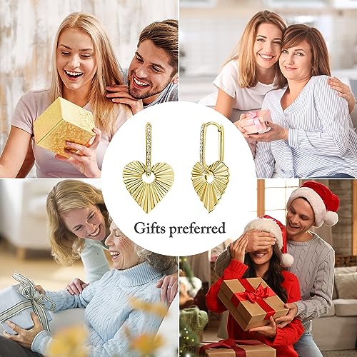Gold Small Hoop Earrings for Wome | 14K Gold Plated Dainty Small Huggie Earrings S925 Sterling Silver Post Lightweight Drop/Dangle Huggie Earrings - color: Heart